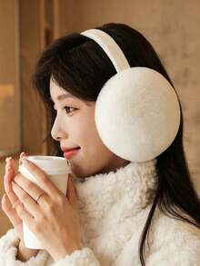 2pcs/Set Plush Foldable Earmuffs And Plush Trim Gloves, Suitable For Autumn/Winter, Versatile Fashion Minimalist - Multicolor - View 8