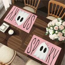1/4/6pcs Halloween Series Bow Cute Ghost Pattern Printed Placemats, Heat-Resistant Table Mats For Home Kitchen/Dining Table Protection, Party Scene Decoration - Multicolor - View 7