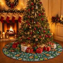 1pc Cartoon Reindeer Gift Snowflake Pattern Christmas Tree Skirt, Elegant Color Holiday Decoration, 5 Sizes, Unisex Holiday Gift, Suitable For Home And Party Christmas Decor - Cartoon Reindeer Gift Snowflake - View 6