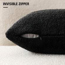 Lumbar Pillow Cover 1 Pack, Boucle Textured Solid Black Waist Pillow Case, Decorative Rectangular Throw Pillow Cover No Insert For Sofa Couch Living Room Home Decor - Black - View 2