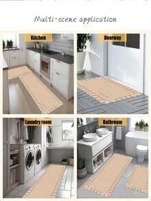 1pc Luxury Line Pattern Kitchen Mat, 3.5mm Soft Rubber Material, Absorbent And Easy To Clean, Suitable For Hallway, Bathroom, Living Room, Outdoor Door Mat And Toilet, All Year Round, Suitable For Various Holidays - Multicolor - View 7
