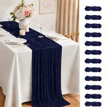 6 Pack Navy Blue Cheesecloth Table Runner, Crinkle Gauze Table Runner, Rustic Boho Sheer Table Decor For Wedding, Thanksgiving, Fall, Bridal Shower, Baby Shower, Birthday Party, Christmas And Farmhouse Home Decor - Navy Blue - View 24