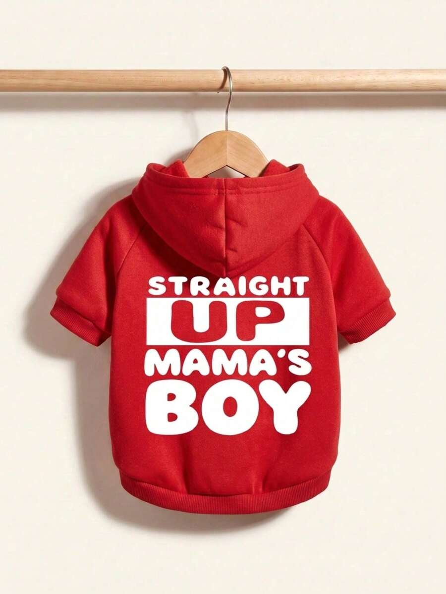 LUCKIE LABO 1件 STRAIGHT UP MAMA'S BOY 印花寵物衛衣,防跳蚤、減少掉毛、保暖透氣,適用於貓狗,室內外皆可 - 彩色 - 查看 1