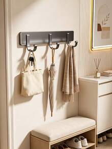 1pcMinimalist Style, Plastic, Rectangular, 3/4 Double-Prong Wall Hooks, Hang Towels & Bath Supplies, Wall Mounted Hook Rack, Storage Hanger, For Bathroom, Entryway, Bedroom, All Seasons & Housewarming - Multicolor - View 9