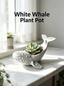 Whale Succulent Plant Pot, Creative Resin Planter, Home Decor Ornament, Cute Whale Shaped Resin Succulent Pot, Creative Desktop Plant Pot, Suitable For Home And Office Decoration - Multicolor - View 3