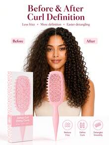 Vented Curl Defining Brush, Smoothing Styling Brush With Side Teeth & Pointed Tail For Curly, Wavy & Coily Hair, Sectioning, Shaping, Detangling & Daily Styling, Multi-Color Options - Curling Iron - View 3