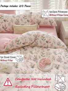 2pcs/3pcs Pink Fresh Multicolored Small Floral Digital Print Duvet Cover Set (1 Duvet Cover + 2 Pillowcases Without Filling), Versatile And Simple, Fresh And Cute Modern Daily Polyester, Soft And Skin-Friendly, Suitable For Master Bedroom - Multicolor - View 2