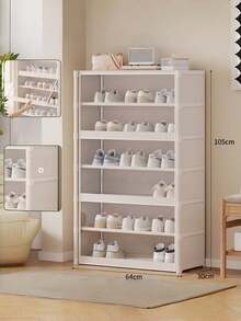 1 Pack Multi-Layer Sturdy Clear-View Shoe Storage Cabinet, Modern Neutral Color Vertical Dust-Proof Freestanding Shoe Organizer For Hallway Bedroom Closet, Christmas Thanksgiving Home Organization Gift - Multicolor - View 15
