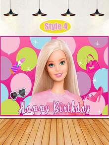 MASSDI Backdrops, Personalized Polyester Birthday Backdrop, Pink Themed Character Print, Multiple Pattern Selections, Wrinkle-Resistant Fabric, Foldable Lightweight Banner, Party Decor, Photo Booth Background, Celebration Ornament, Event Gift - Multiple Styles - View 15