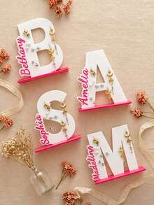 Personalized Name And Initial Earring Holder, Custom Wooden Jewelry Display Stand, Organizer For Studs, Dangles And Small Accessories On Dressers And Desks, Decorative Storage Display For Bedrooms/School, Dorms And Market Stalls ,Christmas Gift, - Multicolor - View 10