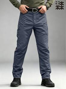mulinsen Men's Outdoor Tactical Work Pants, Multi-Pocket Design, Straight Leg Loose Fit, Durable, Commuting & Hiking Long Pants - Grey - View 3