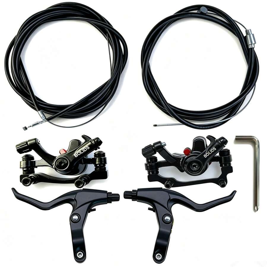 Universal Bicycle Mechanical Disc Brake Kit, Front/Rear BOLIDS Disc Brake Caliper Set, Includes Left/Right Brake Levers, Brake Cables And Allen Wrench, Complete Disc Brake Replacement Parts For MTB Mountain Bike, City Bike, Folding Bike - Multicolor - View 1