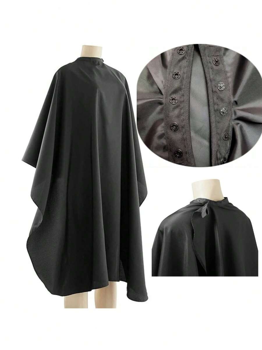 1/2/3Pcs Professional Barber Cape, Large Water Resistant Hair Cutting Gown With Snap Closure, Unisex Adult Salon Hair Styling Cape, Black(Random Shipment With Button Graphics) - Multicolor - View 1