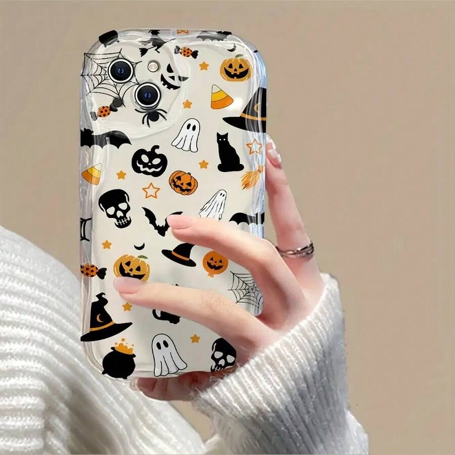 Halloween Pumpkin Pattern Shockproof Soft TPU Back Cover Compatible With IPhone 11/12/13/14/15/16/16Pro/16ProMax/17/17pro/17ProMax/18pro 18ProMax - Multicolor - View 1