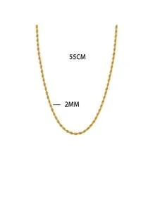 RAYQUEEN 1 dây chuyền xích xoắn màu vàng bằng thép không gỉ phong cách tối giản thời trang đa năng nhiều kích cỡ, unisex, phù hợp đeo hàng ngày - Vàng - Xem 28