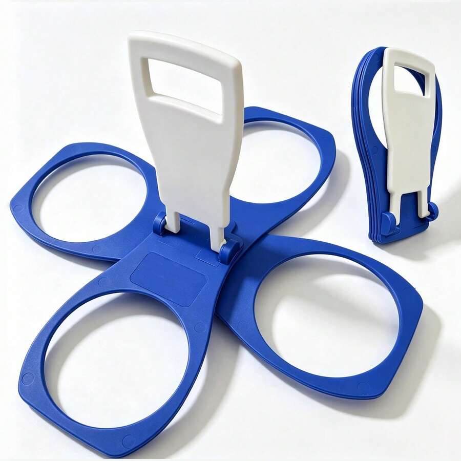 Foldable Portable Cup Holder/Drink Rack Reusable 2/3/4 Cups Takeout Coffee/Beverage Cup Storage Pocket Size Spill-Proof Suitable For Music Festival/Sports Game/Concert/Picnic/Car/Travel Blue - 4-cup Capacity - View 1