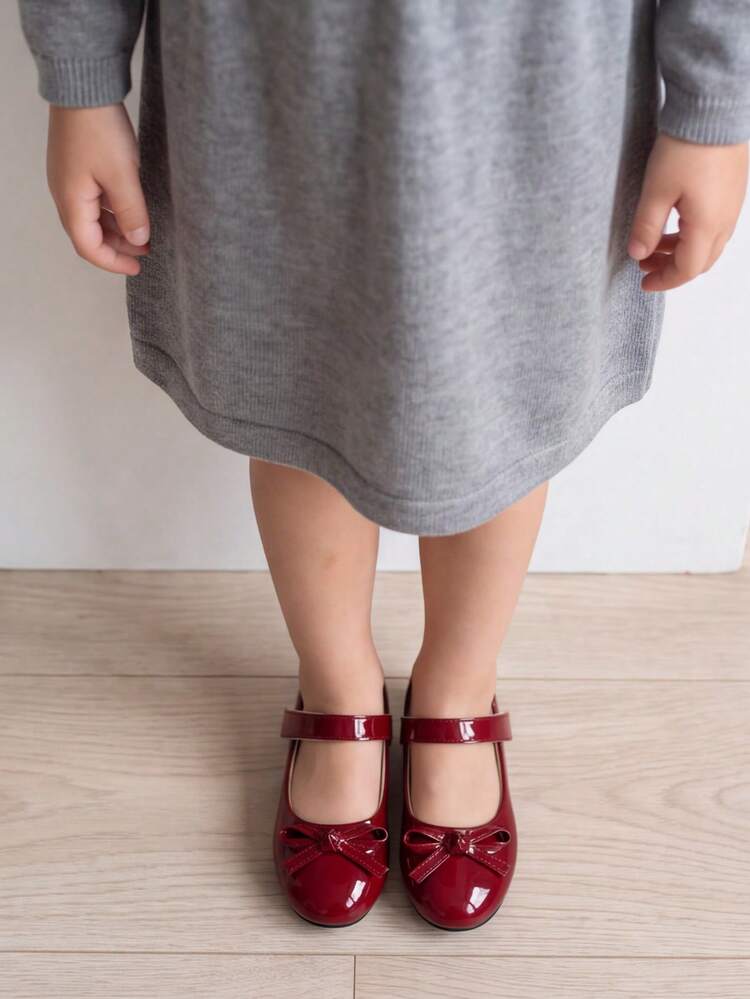 Autumn/Winter Little Girls Bowknot Versatile Elegant Children Shoes - Red - View 5