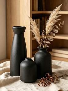 1pc/Set Of 3pcs Minimalist Small Flower Vases, Simple Nordic INS Style Home Decor Floral Vase For Living Room, Bedroom, Tabletop - Black - View 2