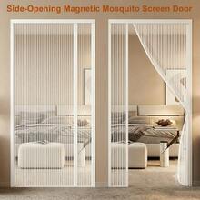 Magnetic Screen Door, Side-Opening Double-Sided Installation Magnetic Mosquito Net Door, Mosquito-Proof Door Curtain, Polyester Fiber Mesh, High-Density Breathable Screen, Balcony Patio Fly And Insect-Proof Door Curtain, With Installation Accessories - White - White - View 2