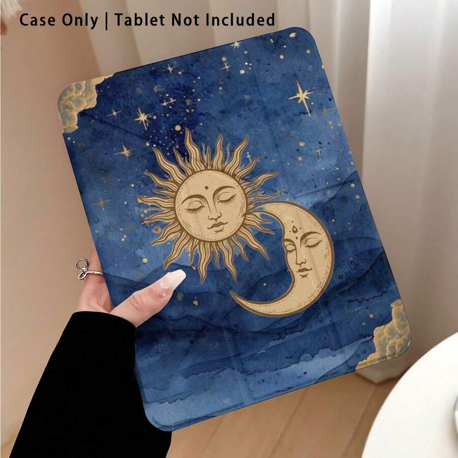 1pc Tablet Protective Case With Stand, Sun, Moon, Star Pattern, Suitable For Honor 8/9/10/X8/X8A/X9/X8Pro/X9Pro/ MatePad Se 11 Inch/MatePad 11 Inch/11.5 Inch, MatePad Pro/, Apple 10th/11th Generation 2025 (A16)