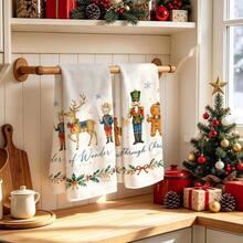 2pcs Kitchen Towels, Christmas Gingerbread Man Fairy Tale Pattern Microfiber Kitchen Towels, 40*60cm/15.7*23.6in Towels, Single-Sided Print, Dish Cloths For Kitchen, Suitable For Restaurant, Meat Room, Bathroom Decor, Holiday Gift - Multicolor - View 10