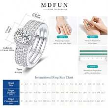 VOLUKA 18K White Gold Plated Oval Cubic Zirconia 3-In-1 Wedding Engagement Rings For Women Promise Rings Set Jewelry - Type B - Oval - View 7
