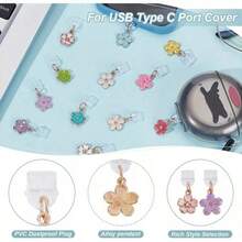 Flower Phone Dust Plug Charging Port Silicone Plug Data Port Blocker Compatible With Lightning/Type-C Phone Wireless Earphone Dust Plug - Multicolor - View 5