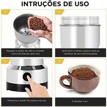 Moedor de especiarias elétrico 110V/220V, com 4 lâminas de aço inoxidável, para uso doméstico. - Visão 5
