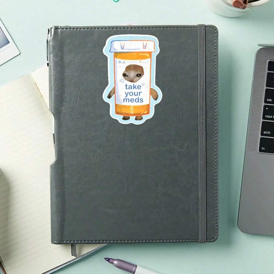 1PC Funny Cat Self Care Reminder Sticker, Sarcastic Daily Wellness Meme Quote Vinyl Decal For Laptop Water Bottle Notebook, Waterproof Kitty Decal Sticker, Aesthetic Stationery Scrapbook Accessories Gift For BFF - S2525 - View 1