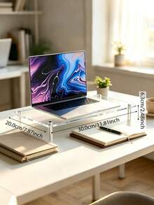 1pc Acrylic Transparent Dual-Layer Laptop Stand, Desktop Monitor Riser Shelf For Dorm, Office - Double-layer Riser - View 14