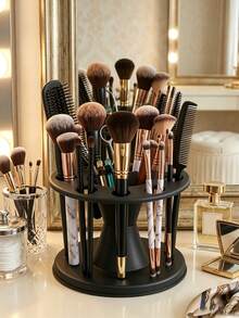 Hair Brush Storage Rack, Round Hairbrush Organizer, Multi-Slot Scissors & Hair Clipper Holder, Desktop Bathroom Storage, For Beauty Salon, Barber Shop, Vanity - Multicolor - View 6
