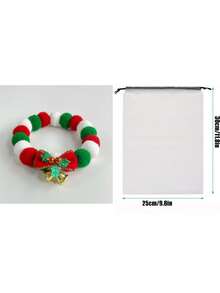 Christmas Bell Long Plush Ball Pet Collar, Winter Christmas Party Pet Dog Cat Clothing Accessory, …Battery Not Include - Multicolor - View 12