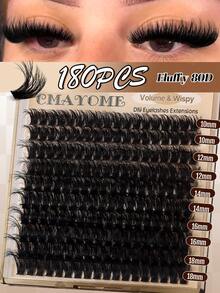 120/140/160/180/200pcs D-Curl Cluster False Eyelashes, 60D/80D/100D/120D/150D High Density, Suitable For Beginners, Thick & Fluffy, Can Be Split For Application, Enlarges Eyes, Lightweight & Reusable, Durable, Soft & Natural, Mixed Lashes Create 3D Dimensional Eye Makeup, Suitable For Home DIY, Portable Travel, Daily Commute Use - Multicolor - View 12