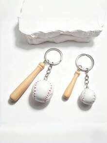 Gantungan Kunci Baseball Mini Kulit Realistis Buatan Tangan Gaya Olahraga Baru DIY 1 buah, Gantungan Kunci Bola & Tongkat Baseball Kreatif yang Dipersonalisasi Anti-Hilang, Suvenir Hadiah Liburan untuk Kekasih, Teman, Pacar, Aksesori Ponsel dan Mobil - MultiWarna - View 1