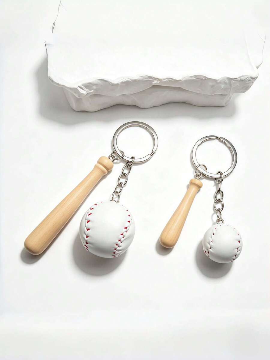 Gantungan Kunci Baseball Mini Kulit Realistis Buatan Tangan Gaya Olahraga Baru DIY 1 buah, Gantungan Kunci Bola & Tongkat Baseball Kreatif yang Dipersonalisasi Anti-Hilang, Suvenir Hadiah Liburan untuk Kekasih, Teman, Pacar, Aksesori Ponsel dan Mobil - MultiWarna - View 1