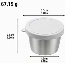 6-Piece Stainless Steel Dressing Container Set With Lids, Small Leak-Proof Sauce Containers For Lunch Boxes - Silver - View 4