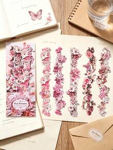 10pcs Floral Embossed Frame Stickers, Vintage Creative Aesthetic Decals, DIY Decorative Collage Craft Materials, Holiday Gift, Personalized Scrapbook School Stationery Supplies - Pattern 2 - View 5