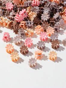 100/200pcs Jepit Rambut Mini Kecil Motif Bunga Daisy Warna Cokelat untuk Anak Perempuan, Aksesori Rambut Sederhana dan Serbaguna, Jepit Rambut Poni, Cocok untuk Pakaian Liburan dan Penggunaan Sehari-hari - MultiWarna - View 2