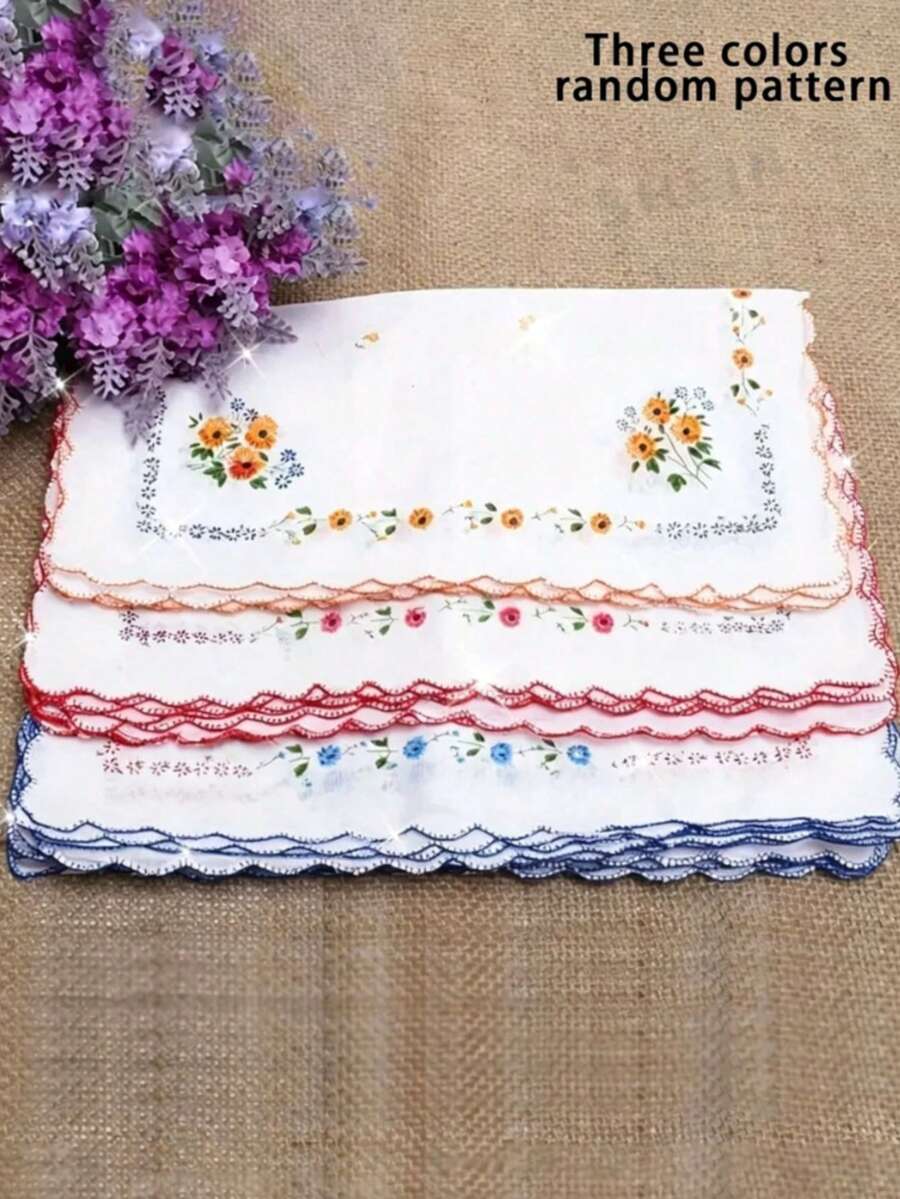 12-Pack Vintage Women's Handkerchief Set - Lightweight And Comfortable, Various Floral Patterns, Crescent Edge Design, A Perfect Gift. - Multicolor - View 1