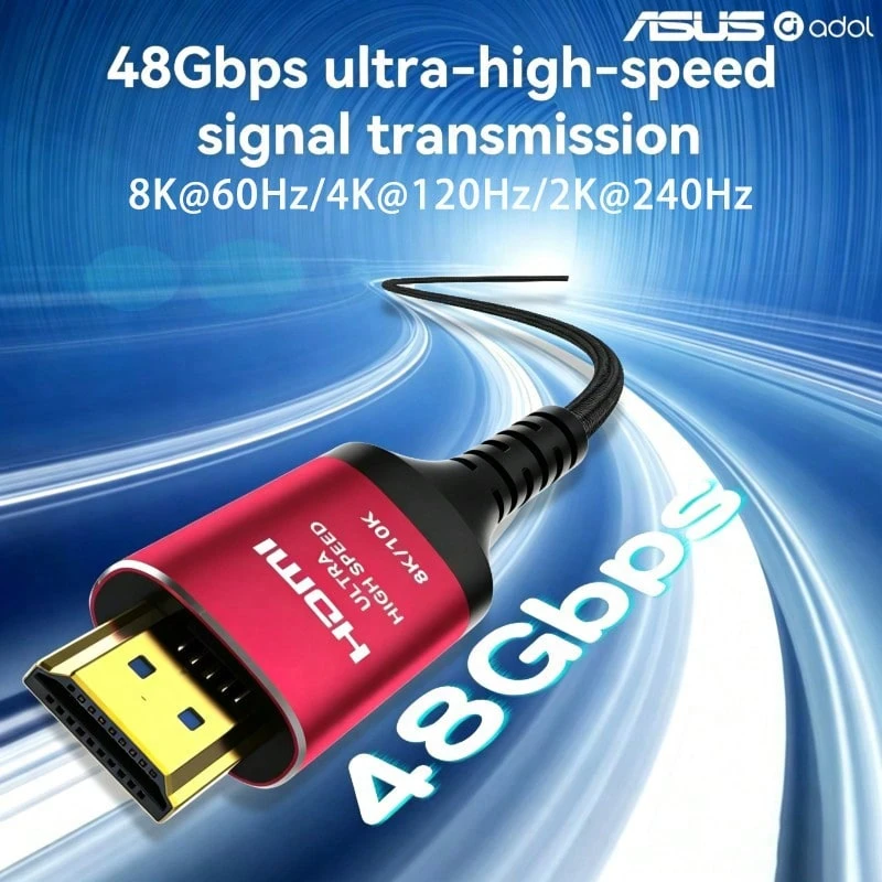 ASUS 華碩 HDMI 轉 HDMI 數據線,支持 8K@60Hz、4K@120Hz 和 2K@240Hz 的高清電視線,用於視頻傳輸、屏幕擴展,可連接電腦、筆記本和電視,畫質高清不卡頓,即插即用 - 查看 1
