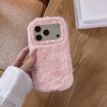 Casing Ponsel Mewah Warna Solid Musim Gugur/Dingin Kompatibel dengan iPhone 17 Pro Max/ 17 Pro/ 17/ 16 Pro Max/ 16 Pro/ 16/ 15 Pro Max/ 15 Pro/ 15/ 14 Pro Max dan 13 Pro Max Premium. Catatan: Ini Bukan Bulu Hewan. - Berwarna merah muda - View 1