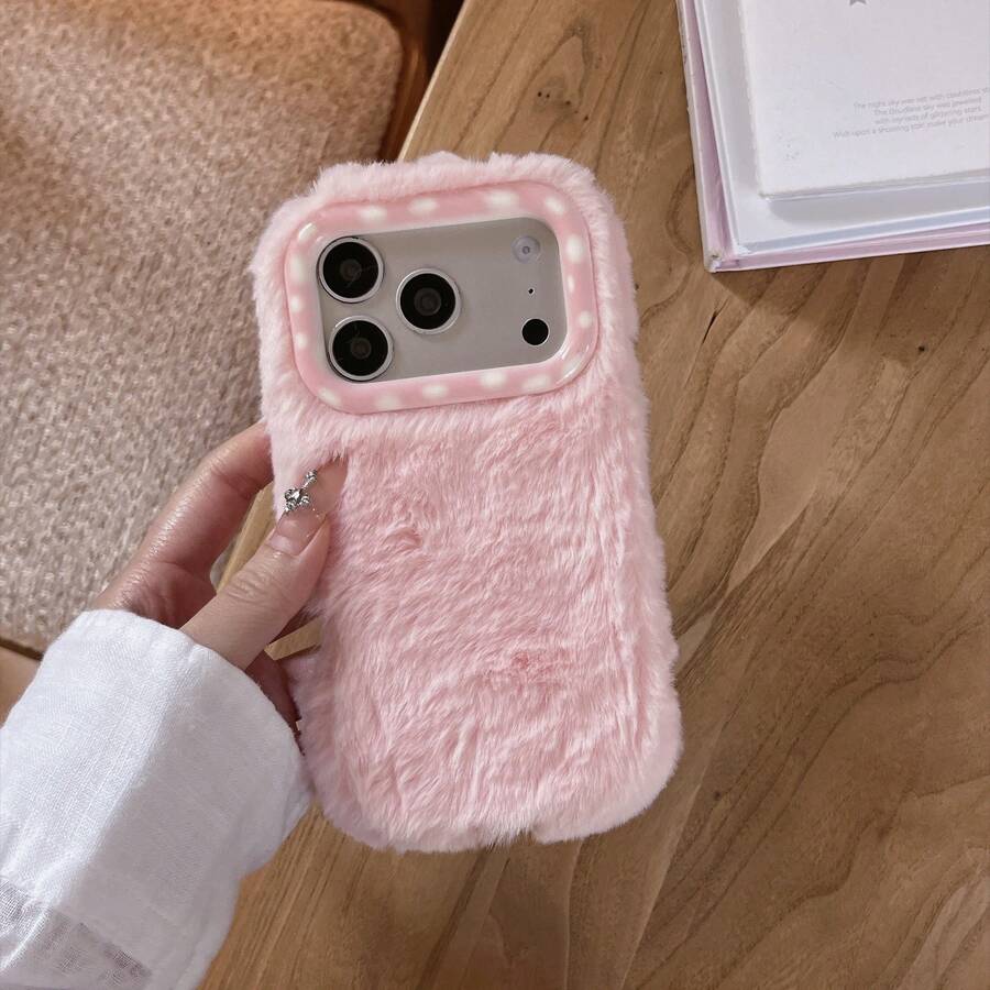 Casing Ponsel Mewah Warna Solid Musim Gugur/Dingin Kompatibel dengan iPhone 17 Pro Max/ 17 Pro/ 17/ 16 Pro Max/ 16 Pro/ 16/ 15 Pro Max/ 15 Pro/ 15/ 14 Pro Max dan 13 Pro Max Premium. Catatan: Ini Bukan Bulu Hewan. - Berwarna merah muda - View 1