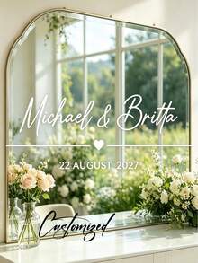 50x17.3cm Heart-Shaped Wedding Custom Simple Font Name And Date Vinyl Wall Decal, Celebration Party Wall Sticker S2530 - Multicolor - View 4