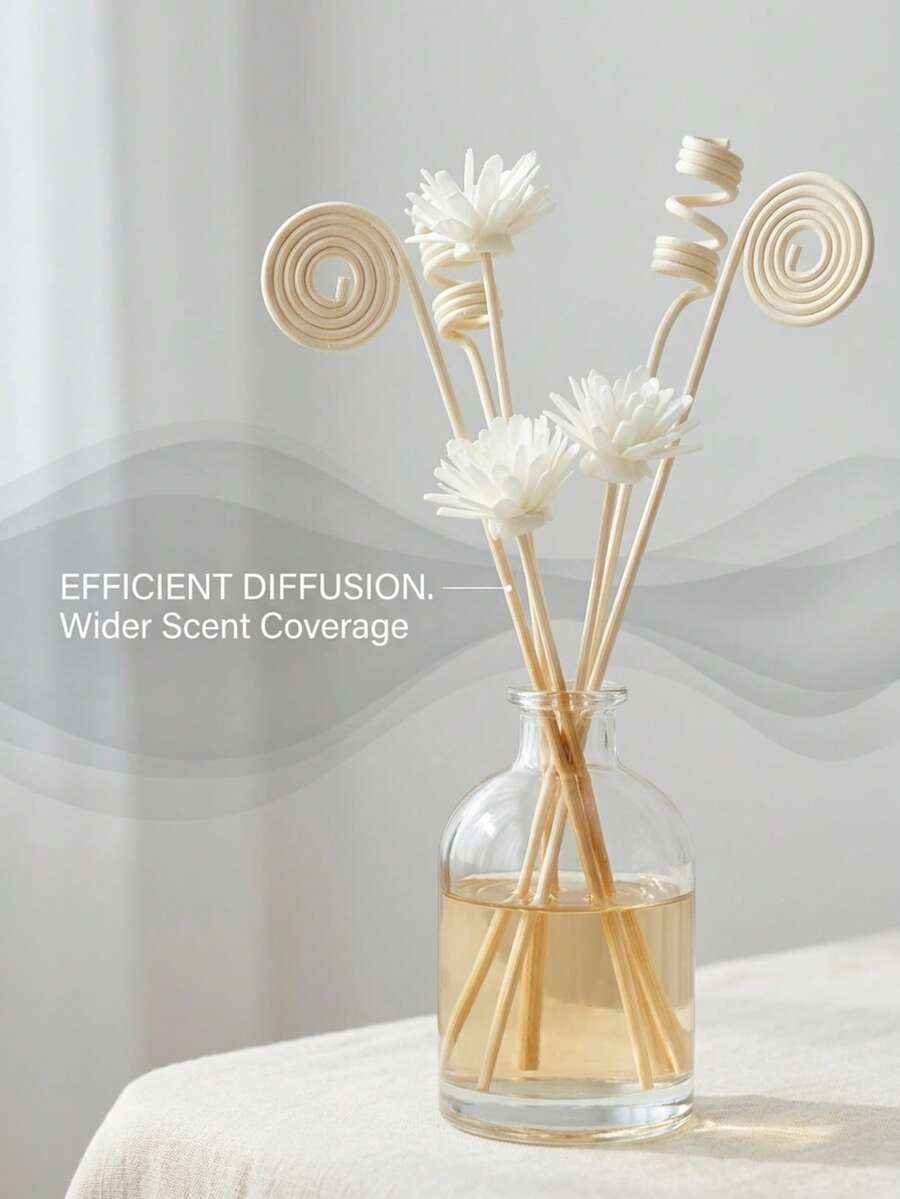 7 Pcs/Set Natural Rattan Reed Diffuser Sticks, Scented Aroma Fragrance Sticks For Essential Oil Diffuser, Long-Lasting Home Hotel Decorative Aroma Accessories.For Essential Oils & Repellents. Great For Kitchen, Bath, Office, Hotel & Christmas.