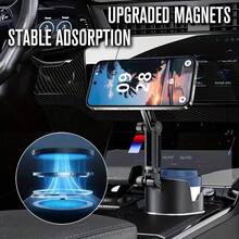 xnyocn Magnetic Car Cup Holder Phone Mount - Multifunctional Car Cup Holder Phone Mount, Foldable And Multi-Angle Adjustable, Strong Magnetic Suction, Suitable For All Smartphones, Adjustable Base, Easy Installation - Multicolor - View 3