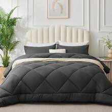 Luxury Bedding Comforter Duvet Cover Reversible Sleep Blanket 3D Polyester Quilted Comforter Queen Size All Season GentleSoft Down Alternative Comforter With 4 Corner Ties Suitable For Women/Men Gift Machine Washable - Dark Grey - View 3