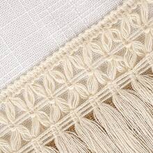 Farmhouse Bohemian Style Tassel Patchwork Lumbar Pillow Cushion Cover, Neutral Beige & White Rectangular Decorative Throw Pillowcase, Suitable For Sofa Bedroom Living Room Home Decor - Beige - View 8