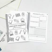47-Page Adult Language Learning Planner, Includes Vocabulary & Grammar Organization Section, Weekly/Monthly Progress Tracker, Grammar Checklist, Mind Maps, Writing Tips And Color-Coded Index Tabs - A5 - View 3
