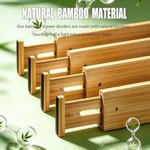 4-Piece Bamboo Drawer Dividers, Extendable Spring-Loaded 13-17 Inch And 17-22 Inch Drawer Organizers, Wardrobe Organizer, Dressing Table Organizer, Storage Organizer, Room Decorator, Suitable For Kitchen, Dressing Table, Bathroom, And Bedroom Crafts Storage And Organization - Multicolor - View 1