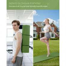 Good Nite Tapete de gimnasia, yoga, fitness, antideslizante, para entrenamiento, deporte, turn, pilates, con correa, 183 x 61 x 0,6 cm - Verde/Negro - Ver 6